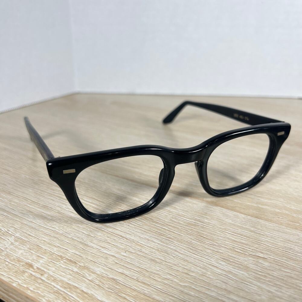 Vintage USS Horn Rimmed 4 1/2-5 3/4 Eyeglasses Black Hipster James Dean 48-24